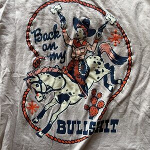 Steven Rhodes Back On My BS T-shirt Funny Graphic Cowgirl Unisex Size M New